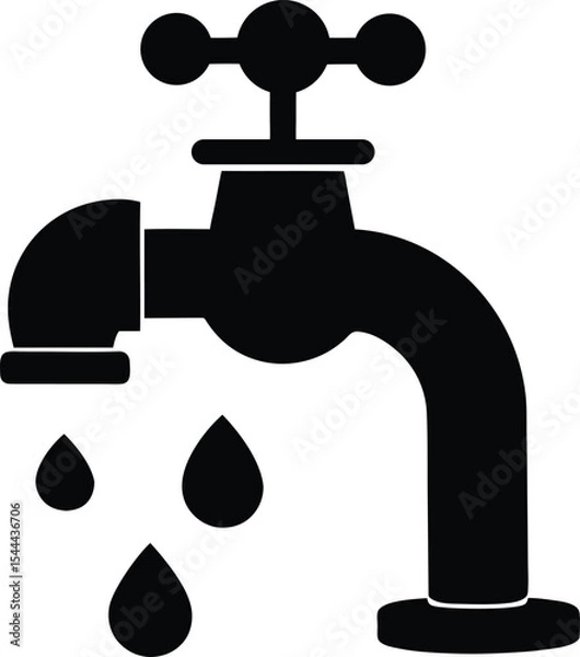 Fototapeta water tap vector silhouette art and illustration