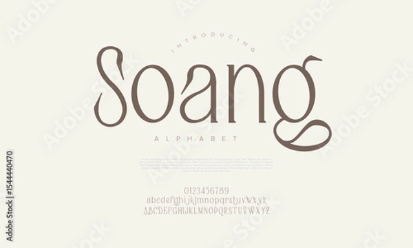 Fototapeta Classy serif font with calligraphic elements and unique curves for upscale design needs