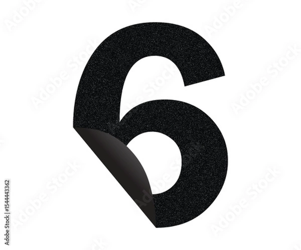 Obraz Black Number 6 Sticker with number 6 made of metal