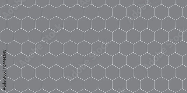 Fototapeta Seamless vector geometric pattern featuring a black hexagonal honeycomb mesh design, perfect as a tech-inspired wallpaper or metallic grid texture