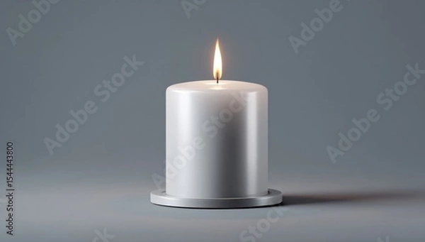 Obraz 3D depiction of a white candle in a holder, creating a peaceful and warm atmosphere.