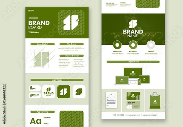 Fototapeta Brand Board Design Layout With Green Accent