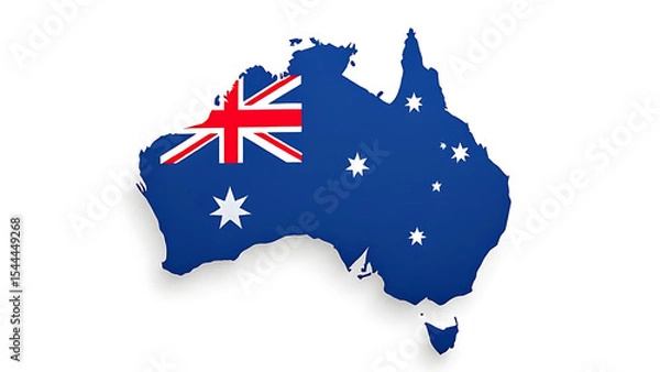 Obraz 3D Australia Flag Map on White Background – Premium PNG Mockup