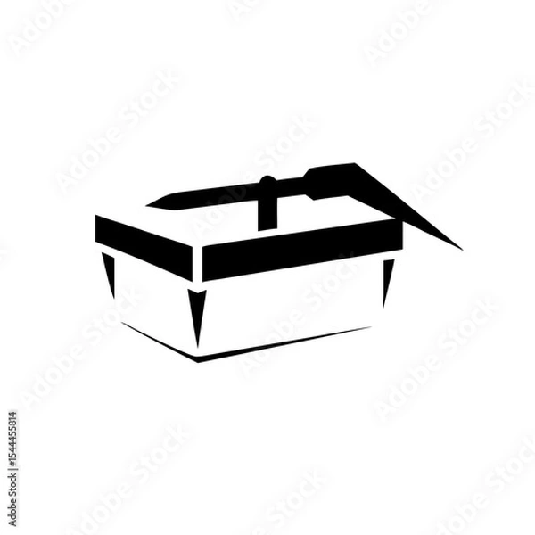 Obraz Toolbox Icon Rectangle Box with Handle Vector Silhouette Flat Icon Design