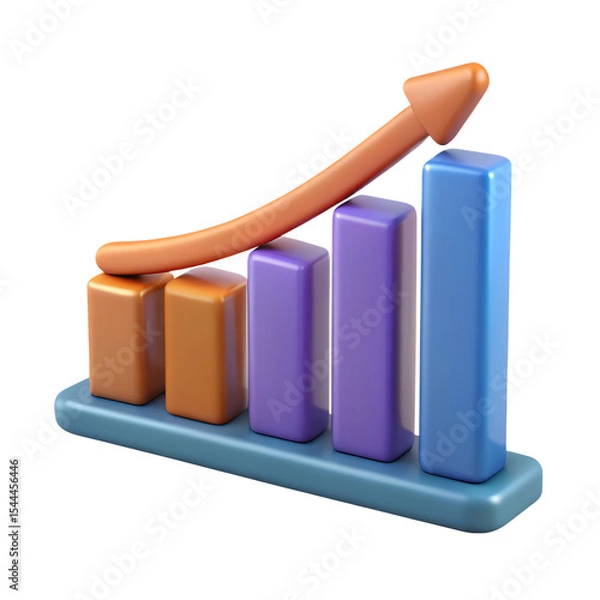 Fototapeta 3D Growth Chart Business Data On White Background
