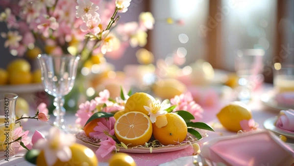 Obraz Fresh Citrus and Blossom Table Setting