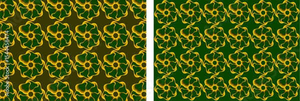 Fototapeta Green floral design background, pattern sets background, design of flowers art vector , flowers texture background 