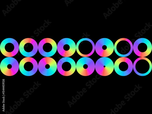 Fototapeta Abstract illustration background. Colorful gradient donut shape on black background.