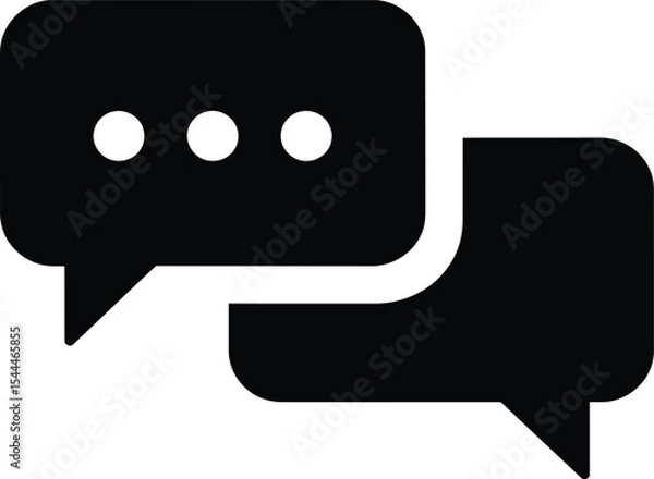 Fototapeta Chat Message Icon – Speech Bubble Symbol in Black Silhouette
