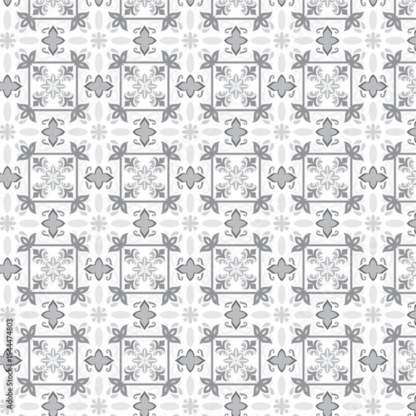 Fototapeta Elegant Gray Floral Mandala Geometric Pattern on White Background – Decorative Vector Illustration for Design, Print, and Digital Art
