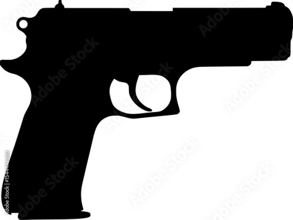 Fototapeta Gun silhouette illustration, firearm vector icon, weapon outline design, black handgun graphic, illustration of a gun