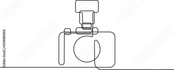 Fototapeta Camera icon in continuous line drawing style. Minimalist photo camera in black linear sketch isolated on white background. Vector illustration