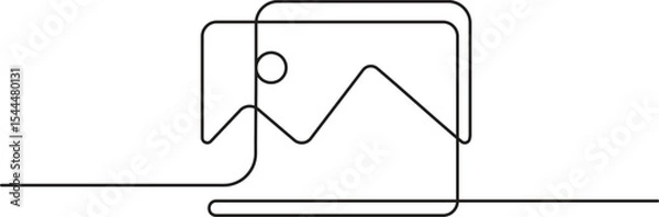 Fototapeta Gallery camera icon in continuous line drawing style. Minimalist photo camera in black linear sketch isolated on white background. Vector illustration