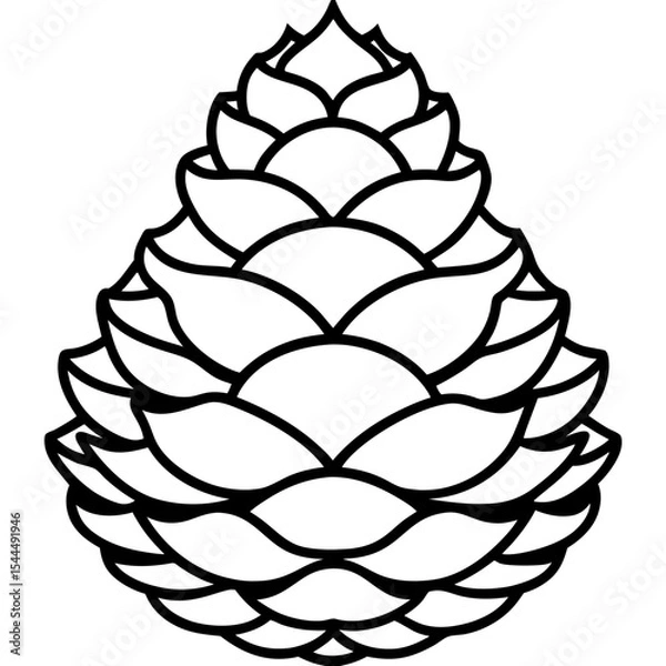 Fototapeta Pinecone with Layered Scales – Repeating Curved Line Segment Illustration