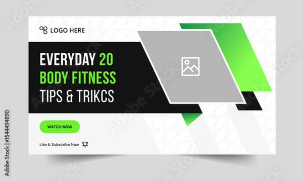 Fototapeta Body fitness tips and tricks video thumbnail banner design, fully customizable vector eps 10 file format