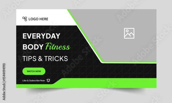 Fototapeta Body fitness tips and tricks video thumbnail banner design, fully customizable vector eps 10 file format