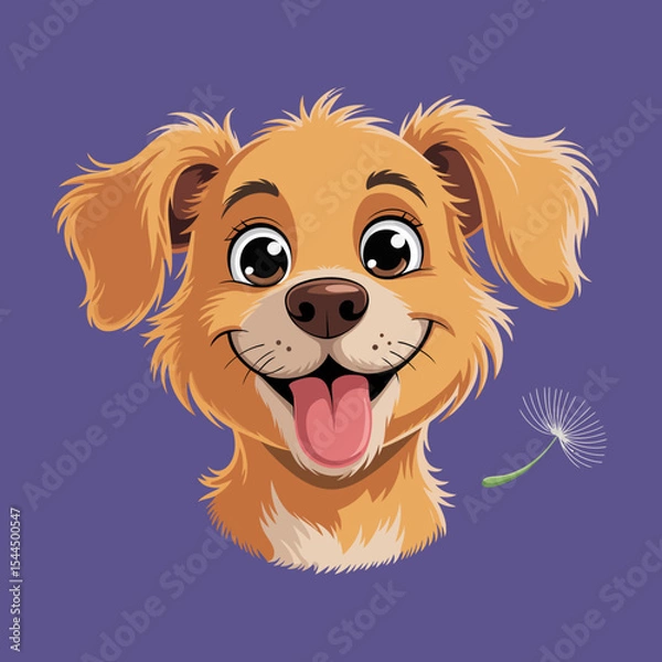 Fototapeta Fluffy Dog with a Dandelion