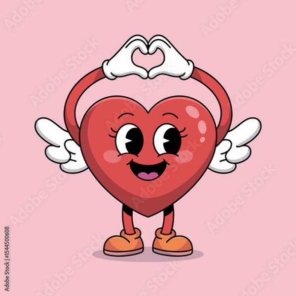 Fototapeta Heart Shape With Wings and Hands