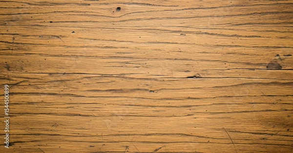 Fototapeta Tactile wood finish with detailed markings from time and use, photographed under neutral light to preserve authenticity.