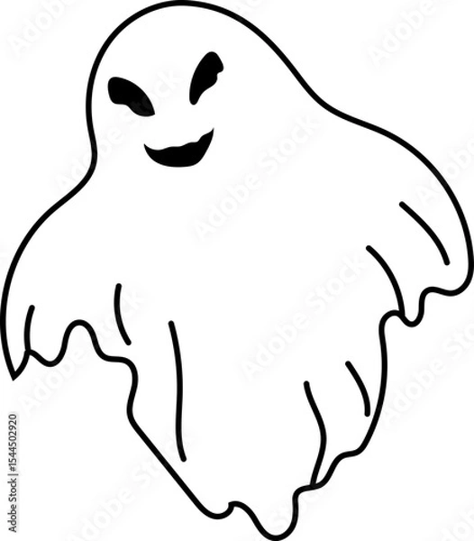 Fototapeta Playful ghost with smile and floating wavy tail