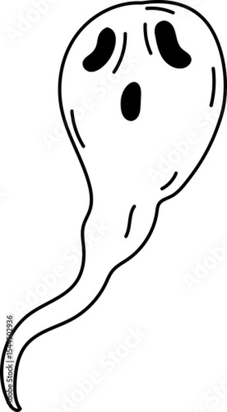 Obraz Curvy floating ghost with slim body and long tail