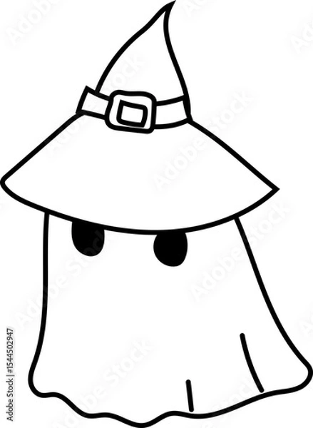 Obraz Halloween ghost with witch hat and mysterious eyes
