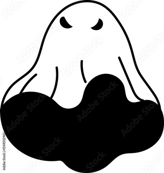 Obraz Big-eyed ghost sitting with spooky expression