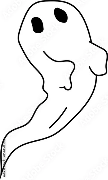 Obraz Simple floating ghost line art for Halloween designs