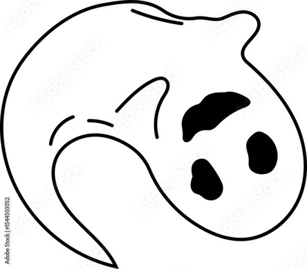 Obraz Sleeping ghost with curled body, Halloween illustration