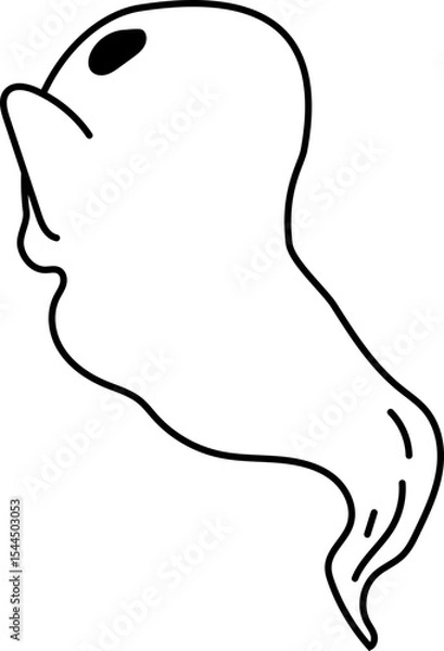 Obraz Floating ghost flying sideways with minimal black lines