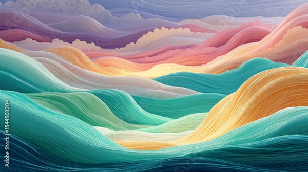 Obraz Soft pastel waves with natural organic curves, calm background symbolizing mindfulness and inner peace