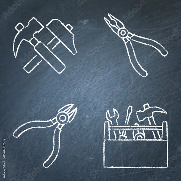 Obraz Repair tools chalkboard icon set