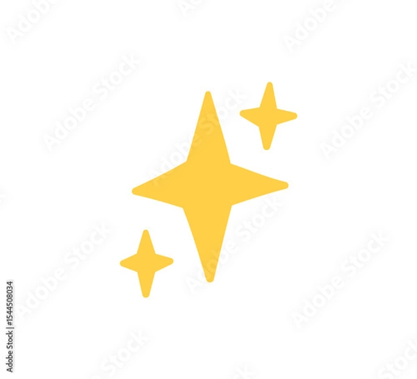 Obraz Doodle glitter twinkle star icon. Yellow hand drawn shine star burst symbol. Sketch magic blink. Doodle spark shape icon. Vector illustration on white background.