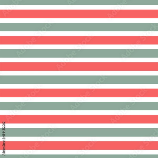Fototapeta Horizontal stripes in traditional for Christmas retro green and red colour scheme vector seamless pattern. Geometric abstract background. Perfect for holiday wrapping paper, party decor, textiles