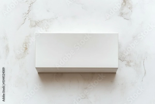 Obraz Minimalist white rectangular box on white surface. AI generated
