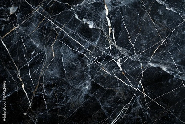 Obraz Photo of Black kitchen marble top pattern with white veins. Background texture for backdrops or mapping