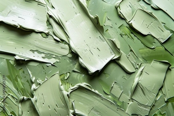 Obraz Photo of Many rough green smears of acrylic oil paint on flat surface. Background texture for backdrops or mapping
