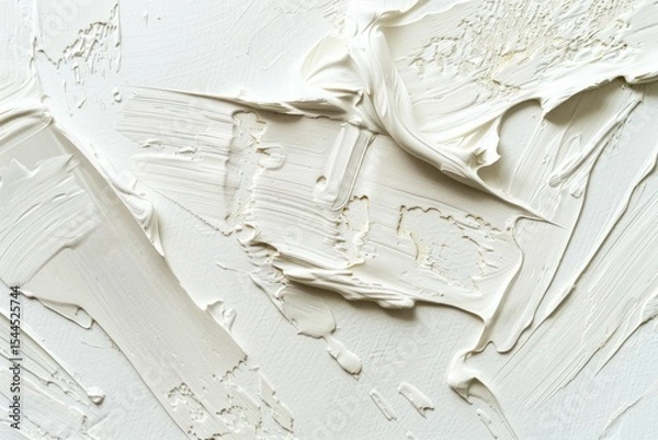 Obraz Photo of Many rough white smears of acrylic oil paint on flat surface. Background texture for backdrops or mapping