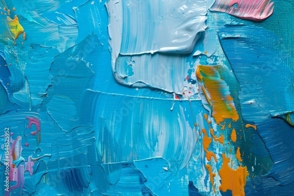 Obraz Photo of Many rough blue smears of acrylic oil paint on flat surface. Background texture for backdrops or mapping