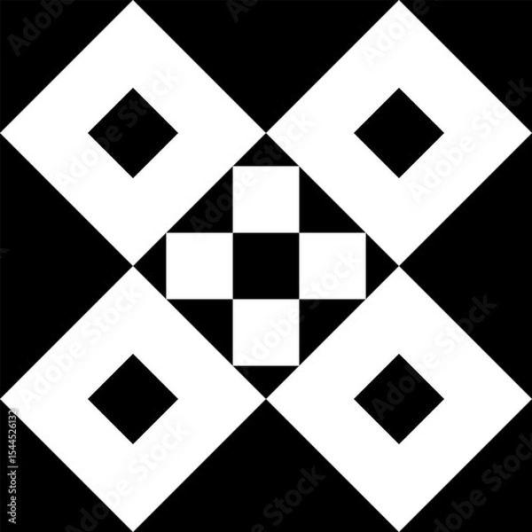 Fototapeta Black and white geometric seamless pattern