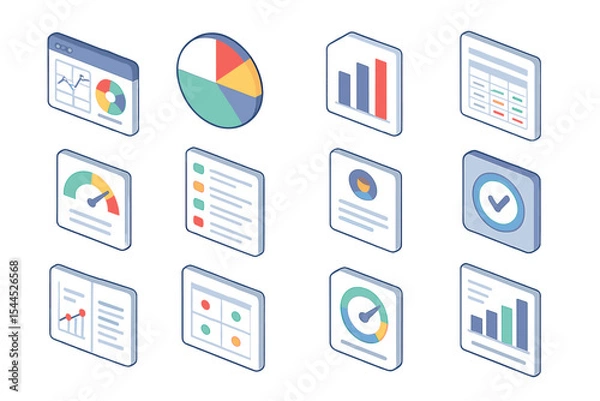 Fototapeta Abstract data analysis icons on gradient background