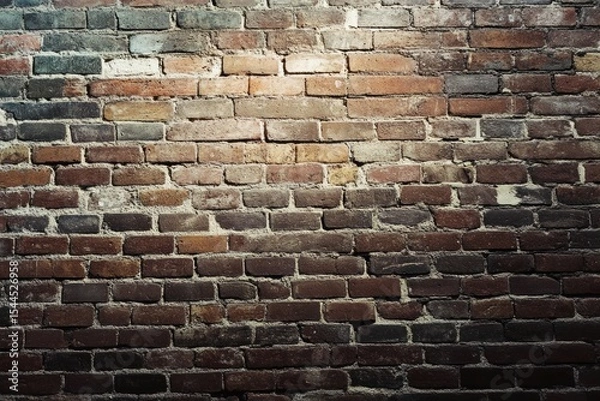Obraz Rustic brick wall with weathered texture and aging mortar. AI generated