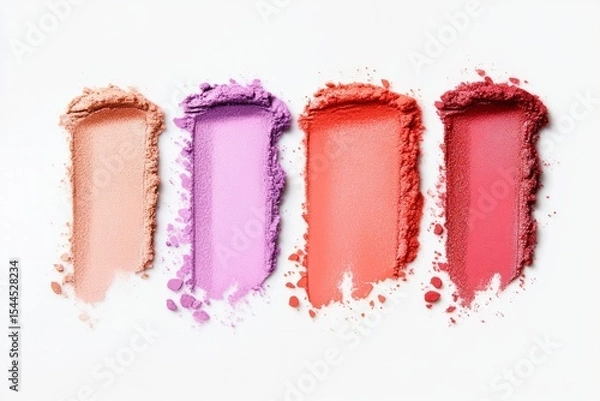 Obraz Lipstick swatches on white background. AI generated