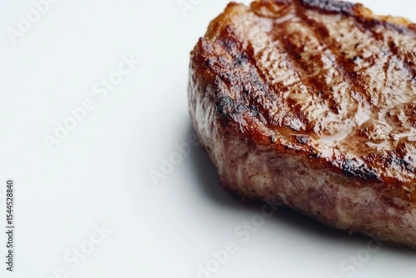 Obraz Juicy steak isolated on solid white background. AI generated