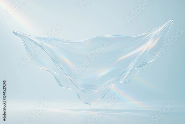 Obraz 透明 薄膜 軽やか 曲線 揺らめき 光沢 虹色 しわ ドレープ 優雅 エレガント 清らか 静寂 柔らかい 浮遊感 空気感 流線型 微細 繊細 美しい