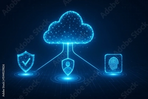 Fototapeta Secure Cloud Technology Concept with Digital Identity and Data Protection