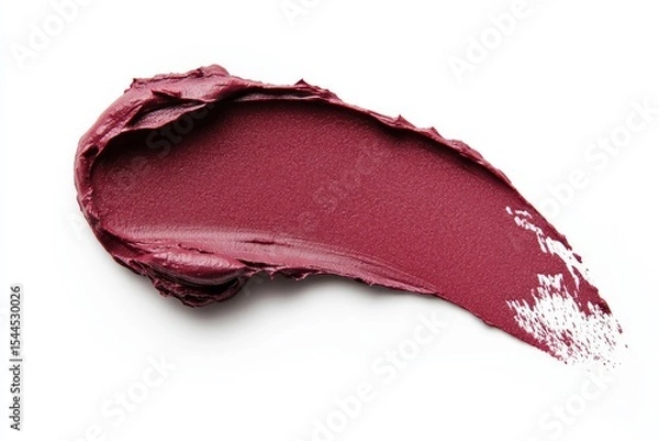Obraz Rich plum lipstick swatch on white background. AI generated