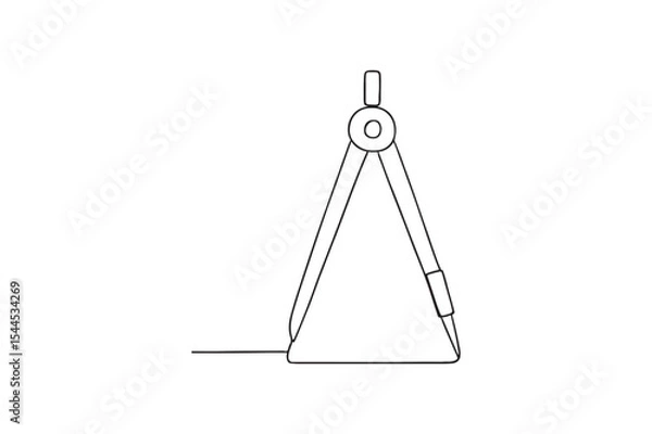 Fototapeta Drawing compass continuous one line drawing minimalism design