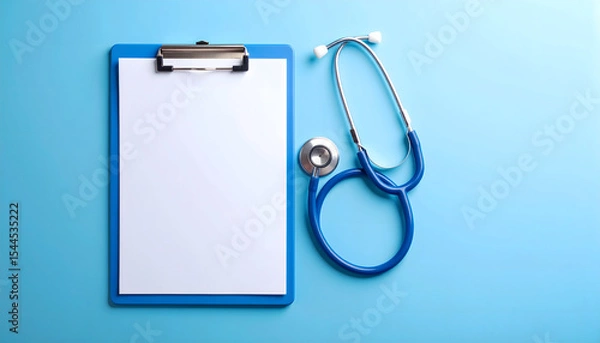 Obraz Clipboard with stethoscope and checklist