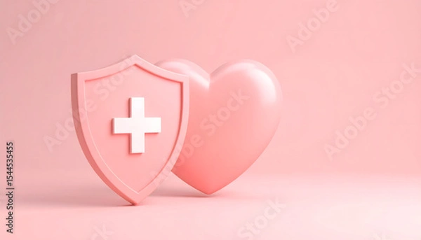 Obraz Heart with shield icon